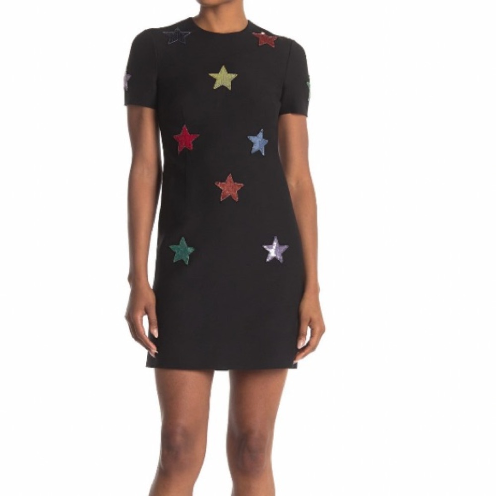 VALENTINO COUTURE STAR ⭐️ EMBELLISHED SHIFT DRESS IN BLACK SIZE US 4